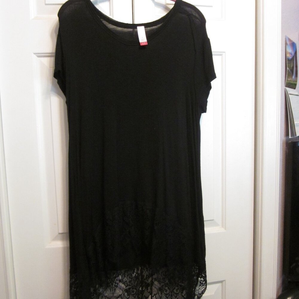 Upcycled No Boundaries Black Lace Tunic Sz XL